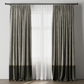 Curtain with rod 08 Curtain brown and cumin olive green