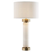 Alabaster and Coffee Bronze Table Lamp