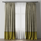 Curtain With rod 10 Curtain Brown and cumin Yellow HBH