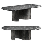 CB2 Aster Black Marble and Aluminum Dining Table