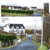Panorama. View of the cottages in the village. Northern Ireland.