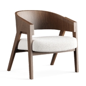 Walnut armchair with terry cloth upholstery, Charly