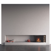 Wall with fireplace