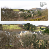 Panorama. Mountain view, cottages. Northern Ireland