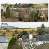 Panorama. Mountain view, cottages. Spring. Ireland.