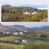 Panorama. Mountain view, cottages. Northern Ireland.