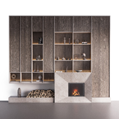 Fireplace with shelves and decor
