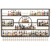 Large rack with alcohol in the bar