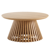 Natural Wooden Slatted Round Coffee Table