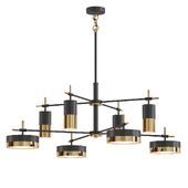 Ashor 8 Light LED Chandelier in Matte Black with Warm Brass Accents