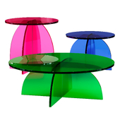 Green Circular Acrylic Coffee Tables