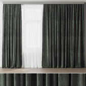 Curtain with rod 003 green curtain HBH
