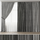 Classic Curtain with rod gray Curtains Collections 002 HBH