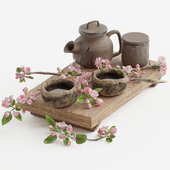 Decorative set of Spring Tea flowers