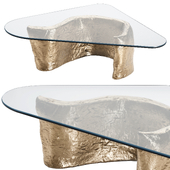 Abstract Bronze and Glass Coffee Table by Craig Van Den Brulle