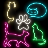 Set of neon lights Cats 02