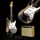 Fender Electric Guitar Custom Vintage And Amplifier Set