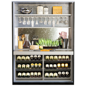 Cabinet with wine cooler and accessories for the kitchen or restaurant