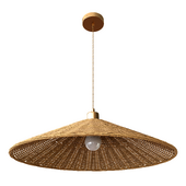 Chandelier with wicker lampshade