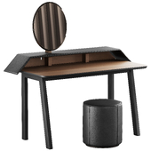327 Vanity Desk 04 Tolda Desk by Miniforms and Fredericia Mono Pouf