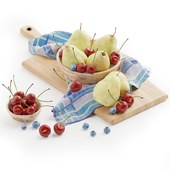Decorative Set with Pears and Cherries