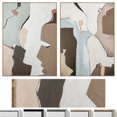 Large Mid-Century Abstract Neutral Wall Art C-871