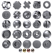 Set of screw nuts bolts washers industrial kitbash-vol 01