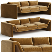 PERIMETER CAMEL BROWN FAUX MOHAIR FABRIC SOFA