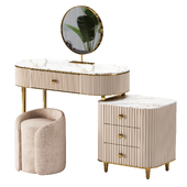 Champagne Faux Marble Top Makeup Vanity