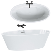 Tellkamp Space freestanding oval bathtub white high-gloss, panel white high-gloss, without filling function