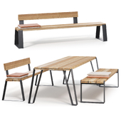 Outdoor furniture VONK table and benches
