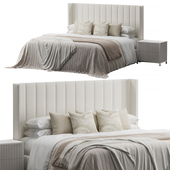 Striped Wing Upholstered Headboard bed