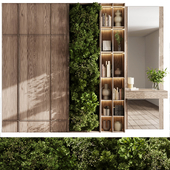 Cabinets wooden Shelves Decorative With Plants and Book 04