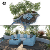 curved garden patio seating