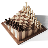 Wooden chess board 3d