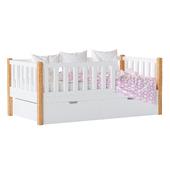 Childrens bed Naomi with board - Solid Beech