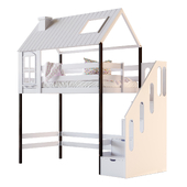 Childrens bed loft house Nordkapp - with ladder chest of drawers