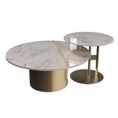Round Stone Coffee Table Set by Litfad