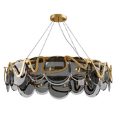 Postmodern 8 Light Smokey Gray Glass Chandelier with Adjustable Cables