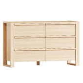 Gemini Kids Light Ash Wood 6-Drawer Wide Dresser