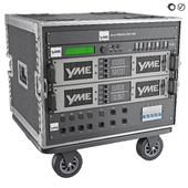 Rack on wheels with amplifiers and switching REC YME RK-8RU AVR