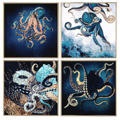 Set of paintings 1 Octopuses