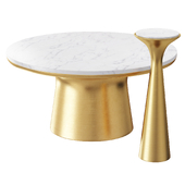 Silhouette Pedestal Drink Table and Marble Topped Pedestal Coffee Table