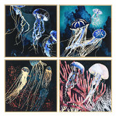 Set of paintings 2 Jellyfish