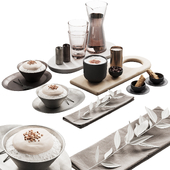429 eat and drinks decor set 07 desserts with latte and water carafe