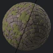 Pavement Materials 77- Stone Paving Mossy | Sbsar Pbr 4k Seamless