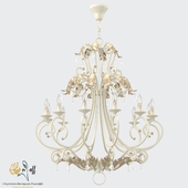 Large forged chandelier Provence style with crystal