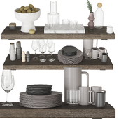 Decorative tableware set in shelf 101
