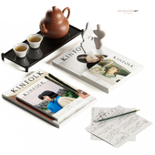 Decorative Set with Tea and Magazines