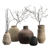 Artisan Rustic Vases with branches